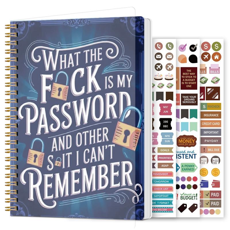🔥 📅Funny Password Notebook - Spiral Bound with Lock Icons & Funny Security Phrases✍️