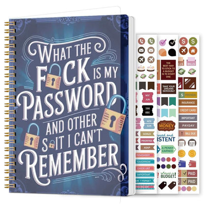 🔥 📅Funny Password Notebook - Spiral Bound with Lock Icons & Funny Security Phrases✍️