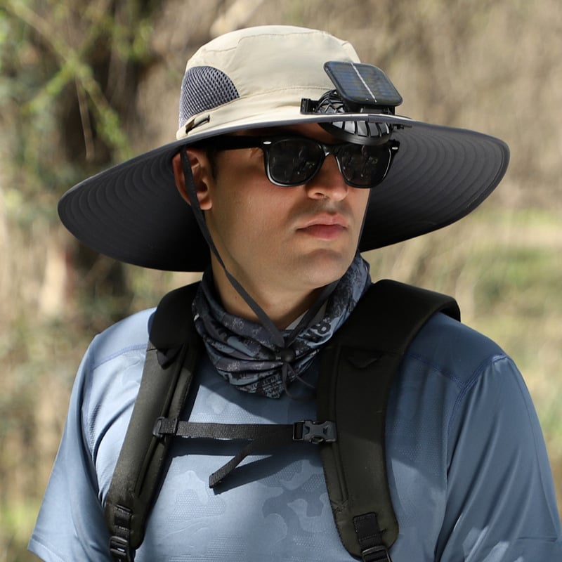 🔥Father's Day Sale- Wide Brim Solar Fan Outdoor Fishing Hat-Solar & USB Charging
