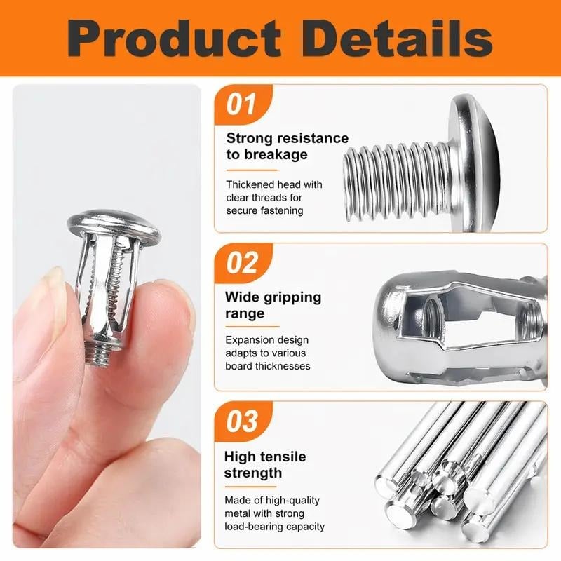 🔩 30PCS/90PCS Button Rivet Locking Nuts Set