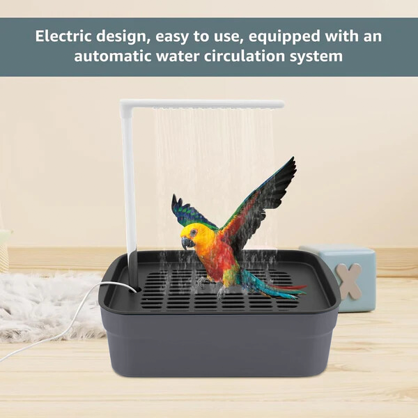 🔥 🦜💦Automatic ABS Bird Bath Shower, Parrot Bathtub with Circulating Faucet for Pet Bird