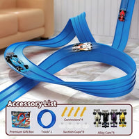 Blue 13.1Ft Track with 4 Cars (🎁Beautiful gift box packaging)