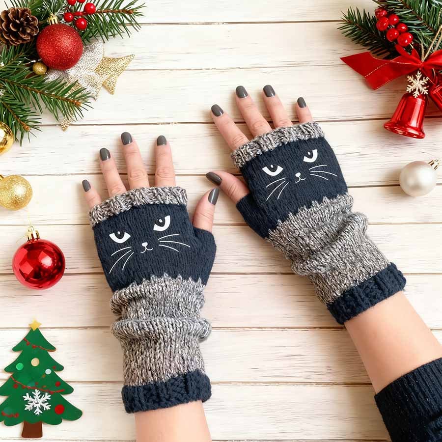 🎁🐱Knitted Fingerless Gloves🧶