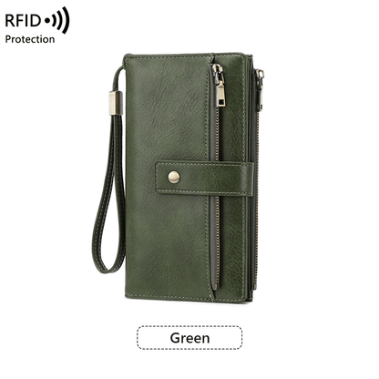 Women's long wallet, stylish clutch, elegant solid color RFID blocking leather wallet👛