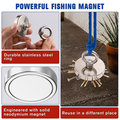 Fishing Magnet: 350LBS Super Strong Neodymium Magnet  🧲
