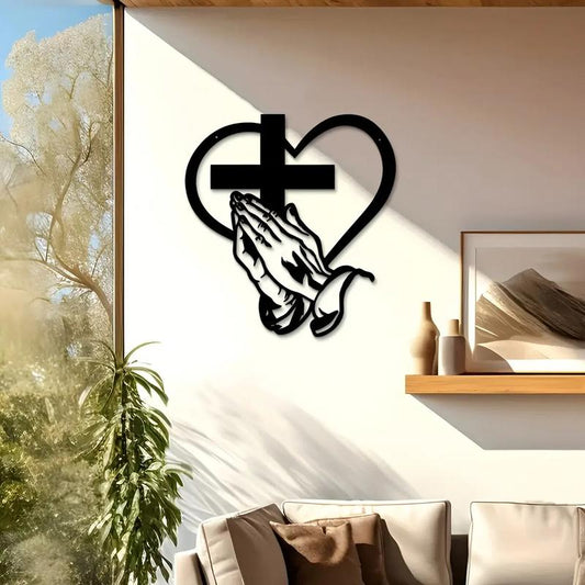 ✨Elegant Metal Christian Heart & Cross Wall Art