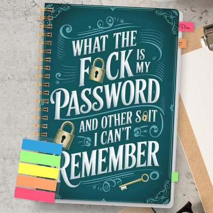 🔥 📅Funny Password Notebook - Spiral Bound with Lock Icons & Funny Security Phrases✍️