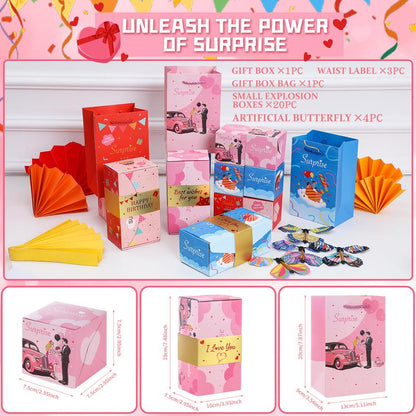 20 Bounces Surprise Gift Box with Flying Butterfly Toys Explosion Unique Folding Bouncing Red Envelope Cash Box