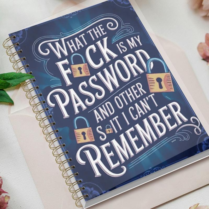 🔥 📅Funny Password Notebook - Spiral Bound with Lock Icons & Funny Security Phrases✍️