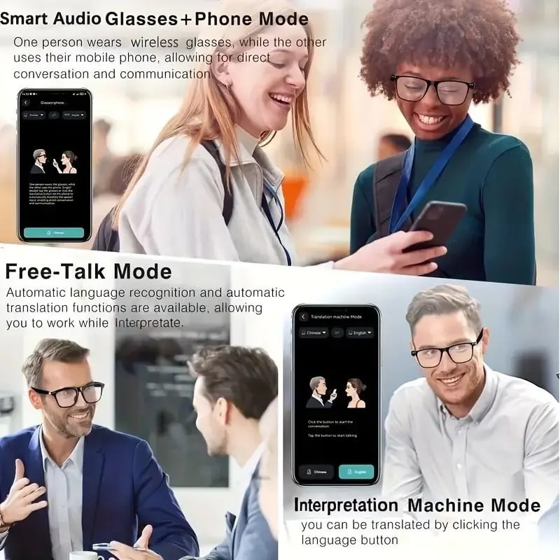 🔥 AI Interpretation Smart Glasses🕶️164-Language Translation, Photochromic Lenses, AI Chat & Hands-Free Audio