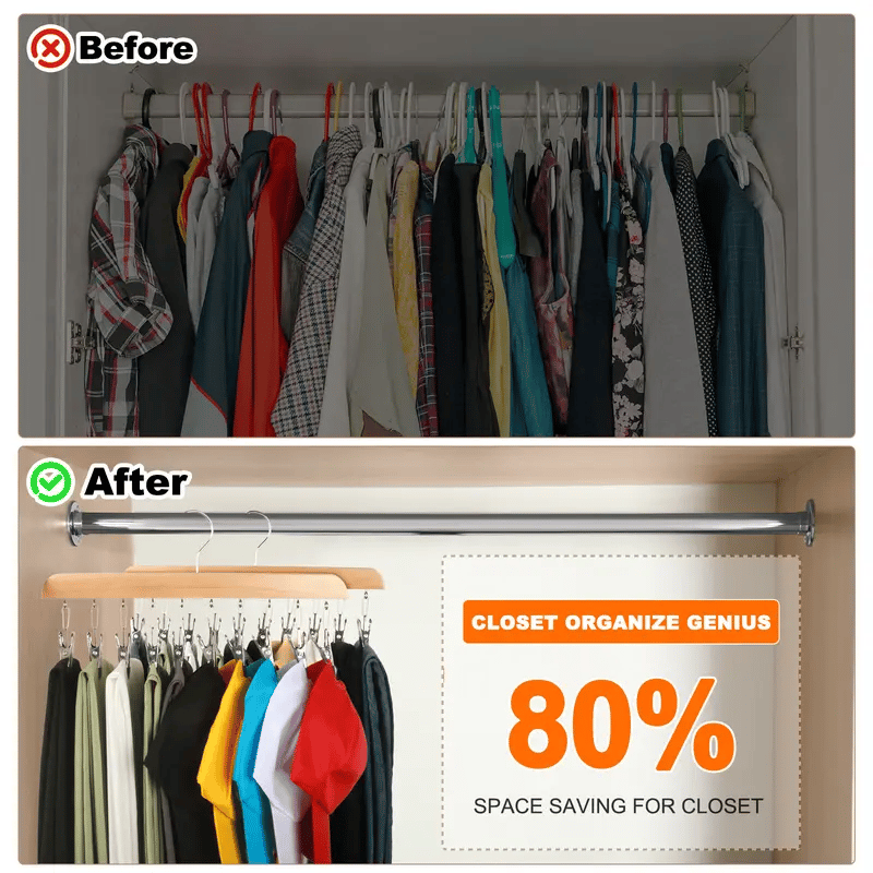 🔥Closet Organizer with 10 Clips - Space Saving Hanging Closet Organizer