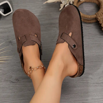Women's Comfortable Slippers Suede Leather Cork Footbed