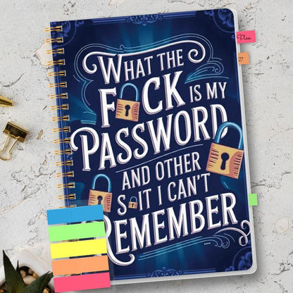 🔥 📅Funny Password Notebook - Spiral Bound with Lock Icons & Funny Security Phrases✍️