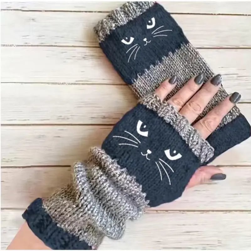 🎁🐱Knitted Fingerless Gloves🧶