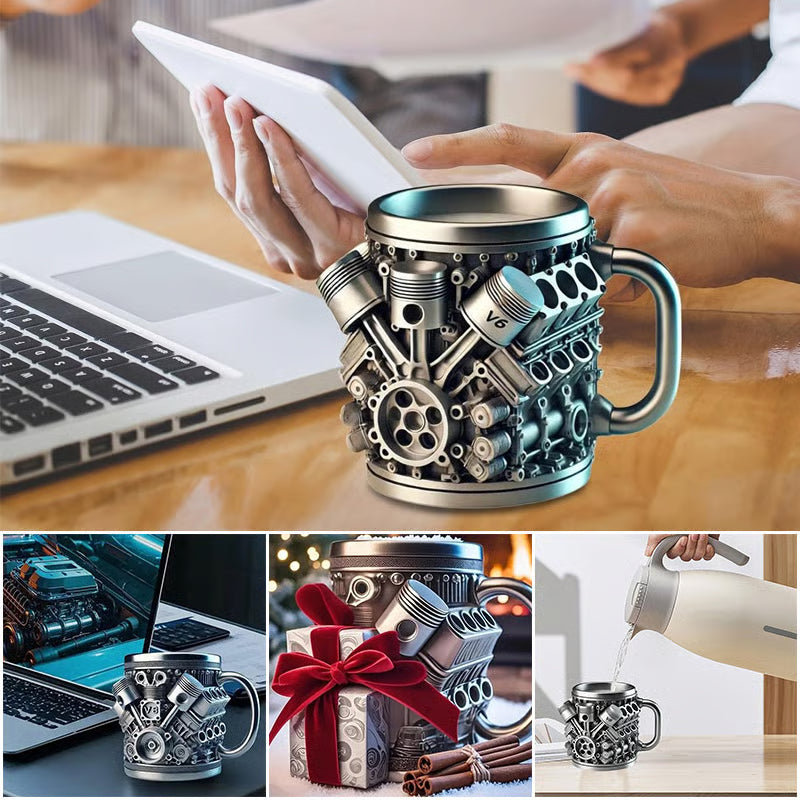 Stainless Steel Mug - V8 Engine Design