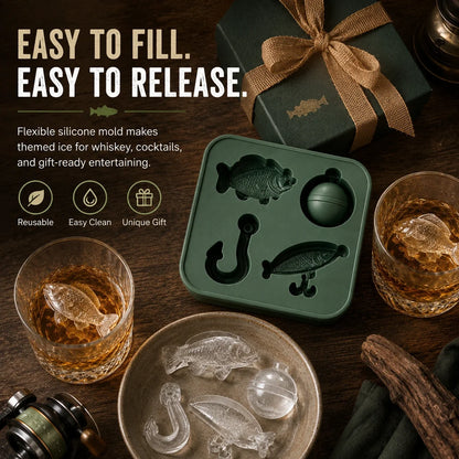 🎣 Fishing-Themed Ice Mold – Fish, Lure, Hook & Bobber Shapes