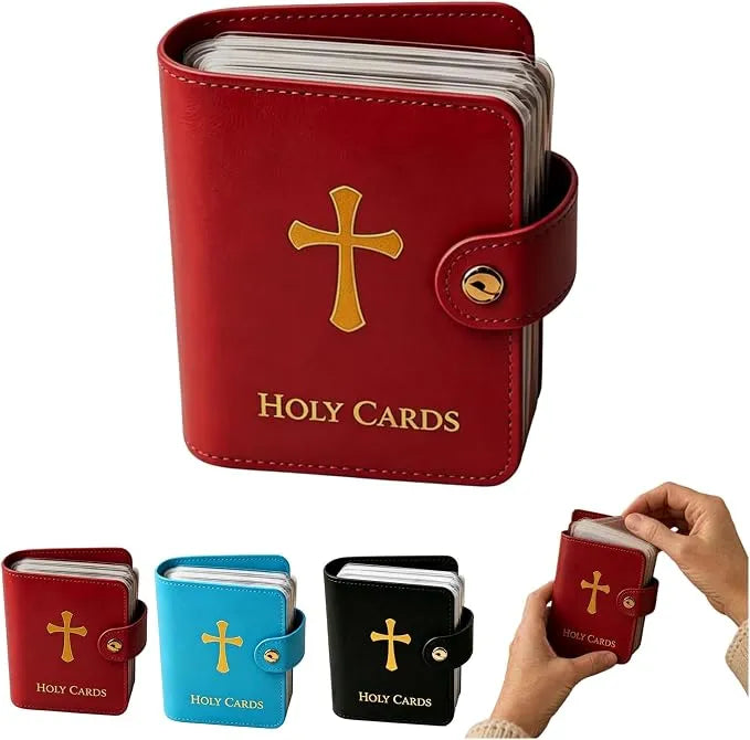Catholic Genuine Leather Holy Card Holder