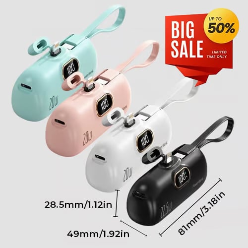 Mini Portable Charger with Built-in Cable