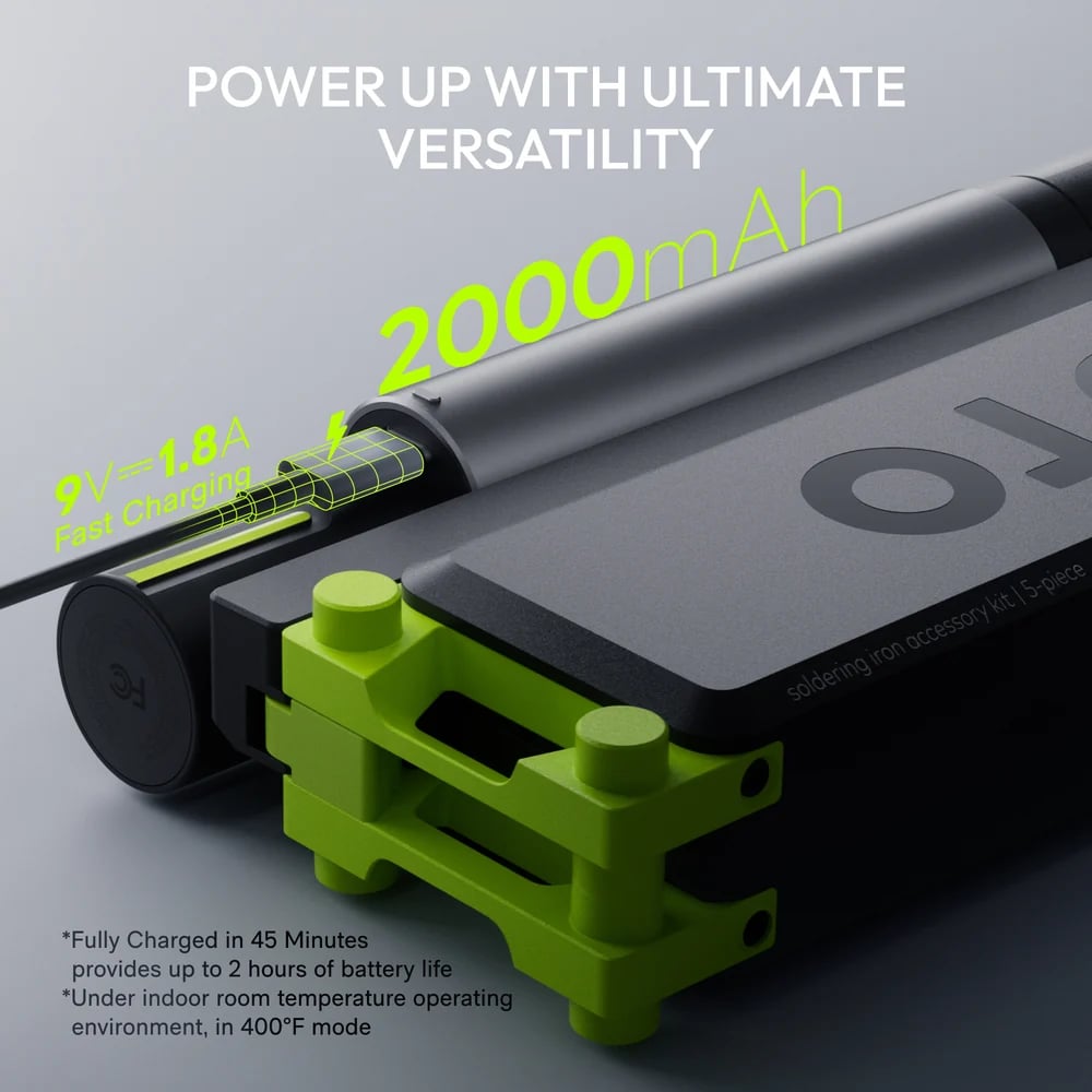 Cordless Soldering Iron Set – 3-Second Heat-Up to 400°F, 140W Plugged In / 60W Cordless, Smart PID Control, C245 Tips, USB-C & Power Bank Compatible