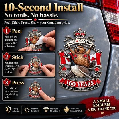 🍁Canada 160th Anniversary “True North Strong and Free” Tribute Metal Car Emblem