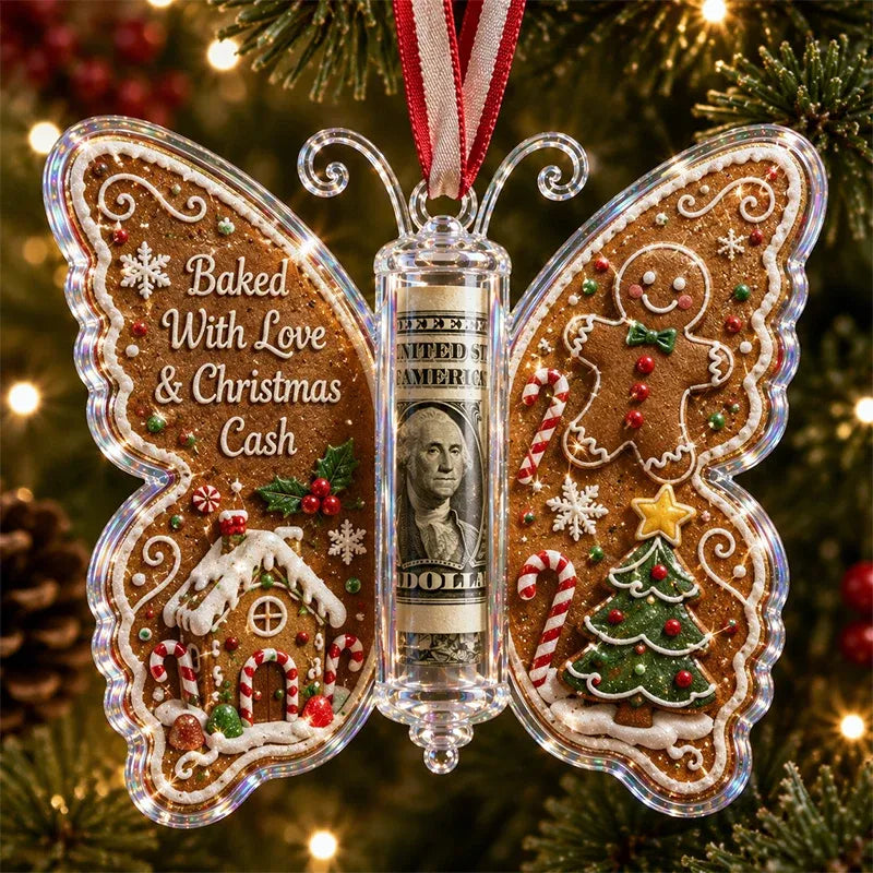 🦋💵 3D Embossed Butterfly Christmas Cash Gift Ornament – Holiday Money Holder Keepsake 🎄✨