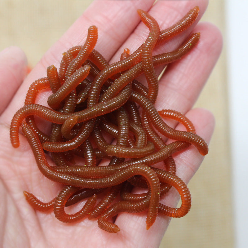 📢📢50% OFF !! ⏰Simulation Earthworm Soft Fishing Lures Shrimp Scented Artificial Worm Baits for Freshwater and Saltwater Pack of 50 or 100