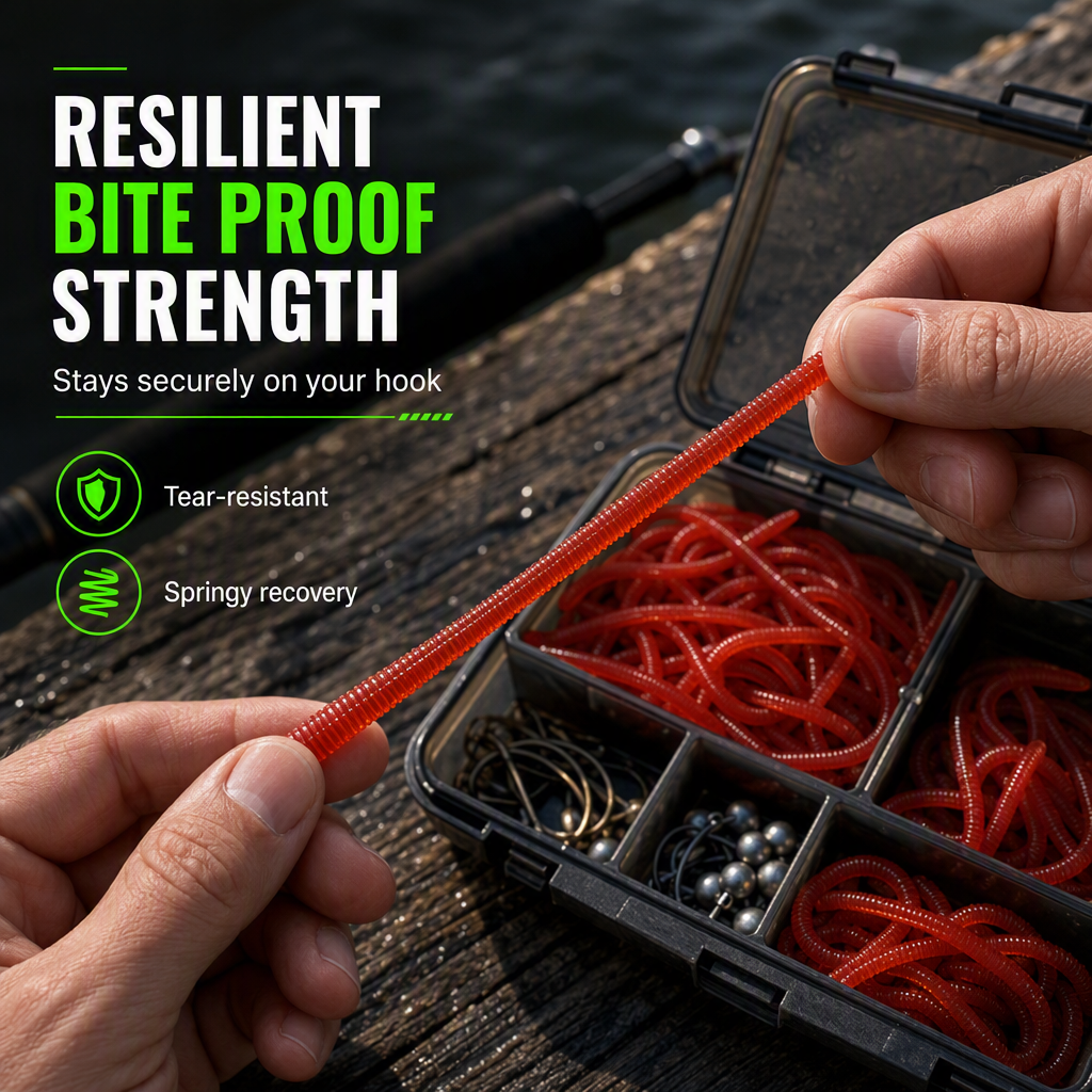 📢📢50% OFF !! ⏰Simulation Earthworm Soft Fishing Lures Shrimp Scented Artificial Worm Baits for Freshwater and Saltwater Pack of 50 or 100
