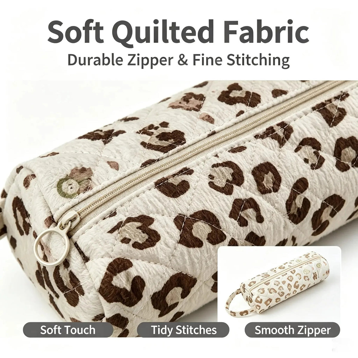 🎒Quilted Multi‐Purpose Storage Bag, Portable Zipper Cosmetic Makeup Pouch with Handle
